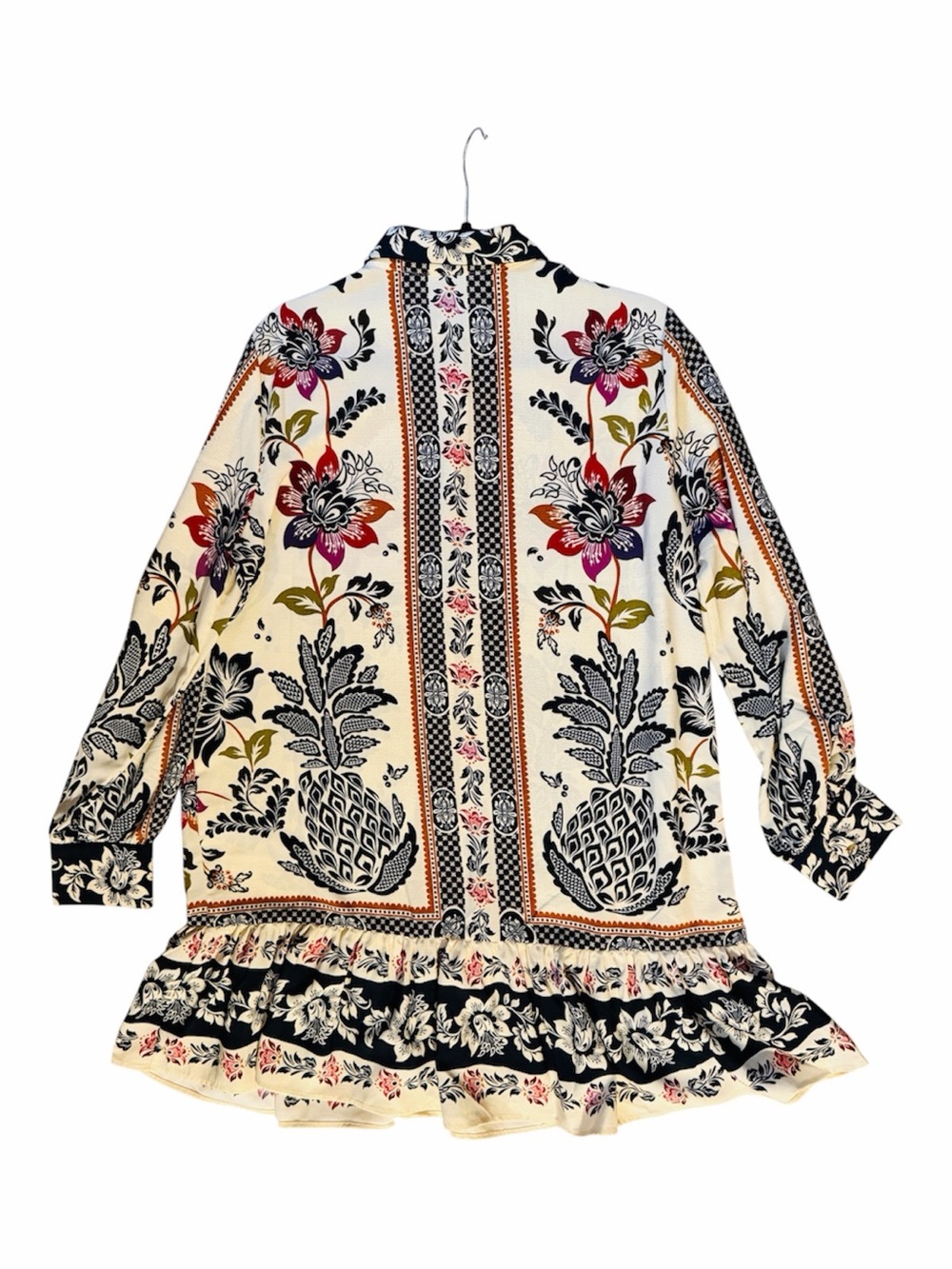 Joie Boho Floral Pineapple Print Ruffle Hem Dress - Size Large - Picture 7 of 12